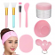Wholesale Pink 11 in 1 Professional Self Skin Care Tool Kit Mask Brush Spatula Bowl Face Mask Set With Headband Your Own Brand