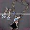 Korean jewelry set rhombus crystal long joker sweater chain necklace set beautiful necklace set