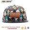 Flat leather bill custom made blank flower 6 panel snapback hat