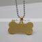 Custom metal bone shaped dog id tag with chain