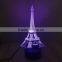 3D Colorful Led Romantic Creative Desk Bedroom Eiffel Tower Shape Night Light Lamp Desk Decoration Birthday Gifts