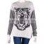 2015 new product White Tiger shape pullover long knitting sweater for lady