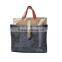 Custom high quality waxed canvas tote bag leather handle