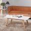 Wooden top dining set with 4 fabric chairs with transfer painting leg