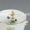 16OZ round shape large ceramic gold rim flower decal coffee mug