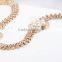 fashion ladylike all-match ladies and women metal rose flower decoration narrow alloy rhinestone pearl waist belt for dress skir