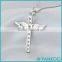 925 Sterling Silver Zircon Cross With Angel Wing Crystal Pendant 18'' Chain Necklace Fashion Jewelry