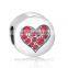 X123A European Fine Engagement Occasion Red Zircon Birthstone Charm Personalized Engraving Round Bead