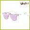 Fashion metal sunglasses custom branded Logo sun glasses with purple coated mirror lens glasses