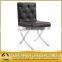 black leather cross stainless steel legs dining chair
