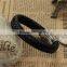 China Supplier Jewelry Silver Titanium Steel Punk Mens Rope Bangles Cow Leather Braided Cuff Bracelet