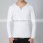 Fashion custom cotton long sleeve v neck t shirt with buttons