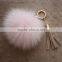 Myfur Hot Pink Rose Ladies Fashion Real Fox Fur Pom Pom Bag Charm with Leather Tassel