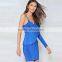 Wholesale Oem custom fashion women blue sexy One Shoulder Dress