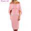 Pink Luxurious Off Shoulder Batwing Cape Midi Dress