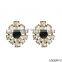 Daisy crystals stud earrings antique gold post earrrings