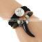Fasion Caribbean Bead Horn Ethnic Hand-weaved Leather Charm Bracelet