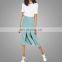 New Designs 2016 Soft Wrap Midi Skirt with Splices Fashion High-rise Waist Splits Skirt