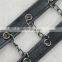 Factory direct black pu leather lace iron chain lace trimming