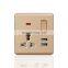 Universal 3 pin Wall Socket With Switch 16A  Flame retardant PC Panel Socket and Switches Electrical Metal Frame With LED light