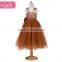 The coffee color fluffy tulle kids girls evening dresses