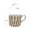 Clearance Sale In Bulk Cappuccino White Vertical Stripes Clay Tea Cup Coffee Carved English Alphabet Mugs Latte Cups For Gifts
