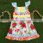 toddler girl clothes boutique sleeveless dress ruffle button apple flower prints frock design for baby girl skirt