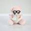 Plush Toy Teddy Bear Wearing Black Glasses/Luck Soft Colorful Toy Bear with Glasss/Stuffed Toy Sitting 14cm High Bear
