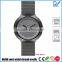 Brushed black case stainless steel Japan Miyota movement 3ATM water resistant grey nylon strap watch