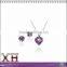 Fashion Jewelry Heart Earrings Amethyst Solitaire Necklace Heart Jewelry Set