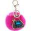 Rhinestone bag rabbit fur ball keychain with different color