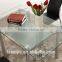 L815 NEW 3 pc Glass Dining Set Table With 6 Black Faux Leather Chairs Chrome Steel