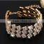 New Fashion Women Lady Gold Plated Crystal Cuff Bangle Love Heart Charm Bracelet