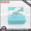 Custome design sky blue cardboard box gift packaing, gift paper box with white ribbon