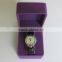 Custom Purple Flocking Hinged Watch Packaging Box