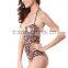 New Arrival Sexy Push Up Leopard Print Women Swimwear One Piece Swimsuit Backless Halter Belt M,L,XL Elastic Swimming Suit