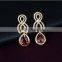 Fashion Africa bridal jewelry set , gold plated alloy red cz ruby earring ring bangle necklace jewelry set