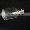 150ml square clear empty glass bottle with cork lid