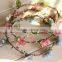 Factory directly little artificial flower head wreath fabric rose flower/leaf wreath
