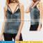 2017 Latest sexy sleeveless V Neck spaghetti strap summer wear design Velvet Camisole tops blouse for women