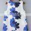 Girls Chiffon Sleeveless Blue And White Print Loose Casual Tank Top