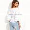 White Women Blouses Fall 2017 Womans Clothes Off Shoulder Top 3/4 Sleeve Sexy Shirt Autumn Bow Tie V Neck Wrap Blouse