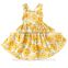 2017 Summer beach style sleeveless princess flowers printed kids party wear dresses for girls
