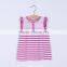 MGOO Cheap Price Cotton Girl Child Clothes Small Baby Light Blue Ruffles Striped Little Dresses CS010