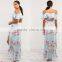 Mature women floral wrap dresses 2018 cold shoulder frill maxi dress