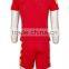 Customize short sleeve red colour football uniform with pants