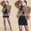New Fashion SJ057-01 High Quality 1*1 Knit Raccoon Fur Fashion Women Fur Coat