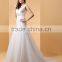 Through Court Train V-neck bridal gown Charmeuse with Appliques Beading Button Wedding dress P051