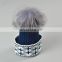 China Supplier Christmas Unisex Knitted Caps With Fox Fur Pompoms Balls Hats