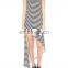 CHEFON Oblique Shoulder Asymmetric Hem Striped smart casual dress code
